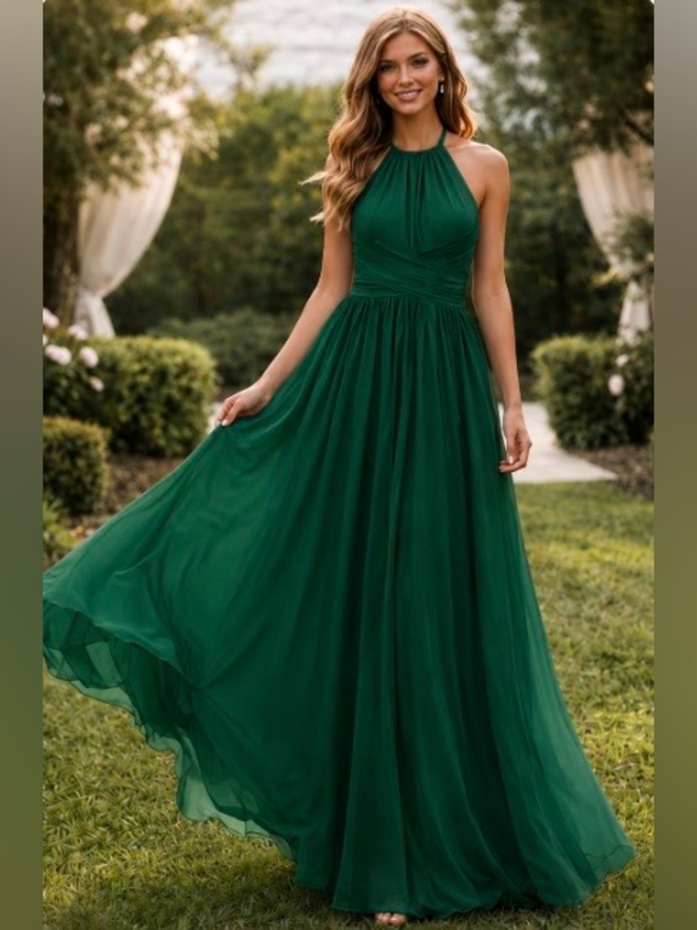 B2 Jasmine Emerald Green Halter Dress Plus Size Woman’s 24